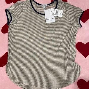 Grey w/black stripes blouse. Large